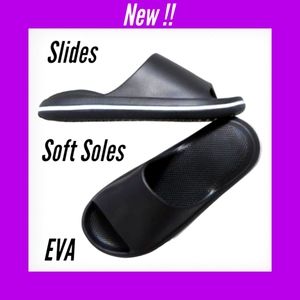 Women's Beautiful Black with White Trimming Open Toe Sandal EVA Slides NWT